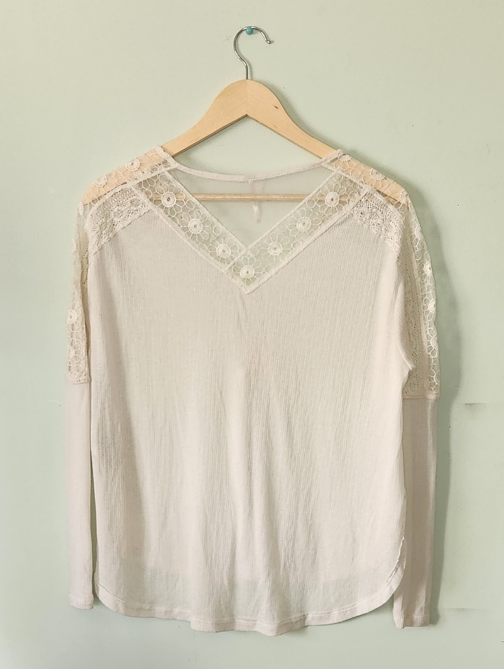 Free People Lace-Trim White Women’s Top Sz XS - Picture 4 of 6